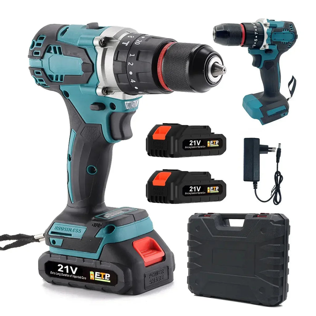 Industrial Heavy-Duty Brushless Impact Drill - 160N.m Ultra-High Torque 13mm Smart Cordless Hammer Drill